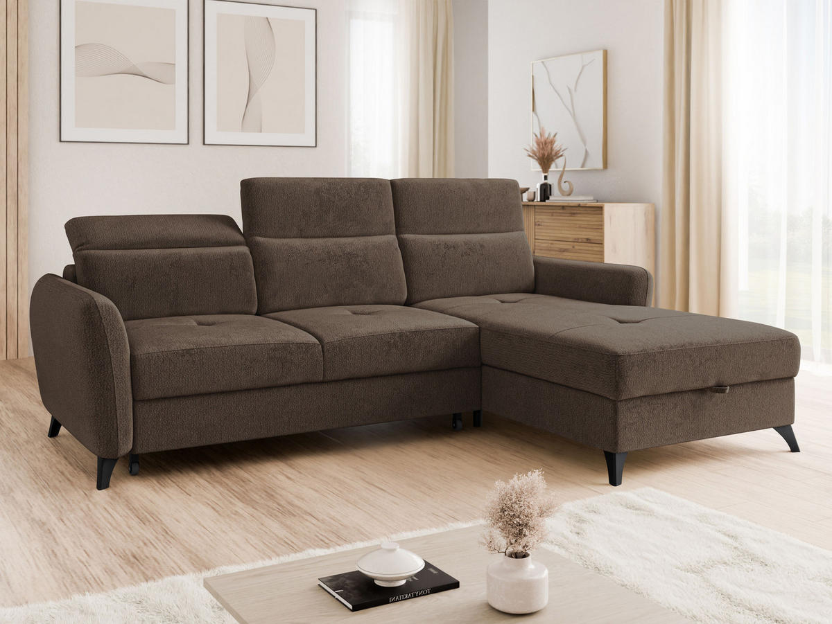 ECKSOFA Talia, Seite: Rechts 2R-LC - Schwarz/Braun, Holz/Kunststoff (238/167cm) - MIRJAN24