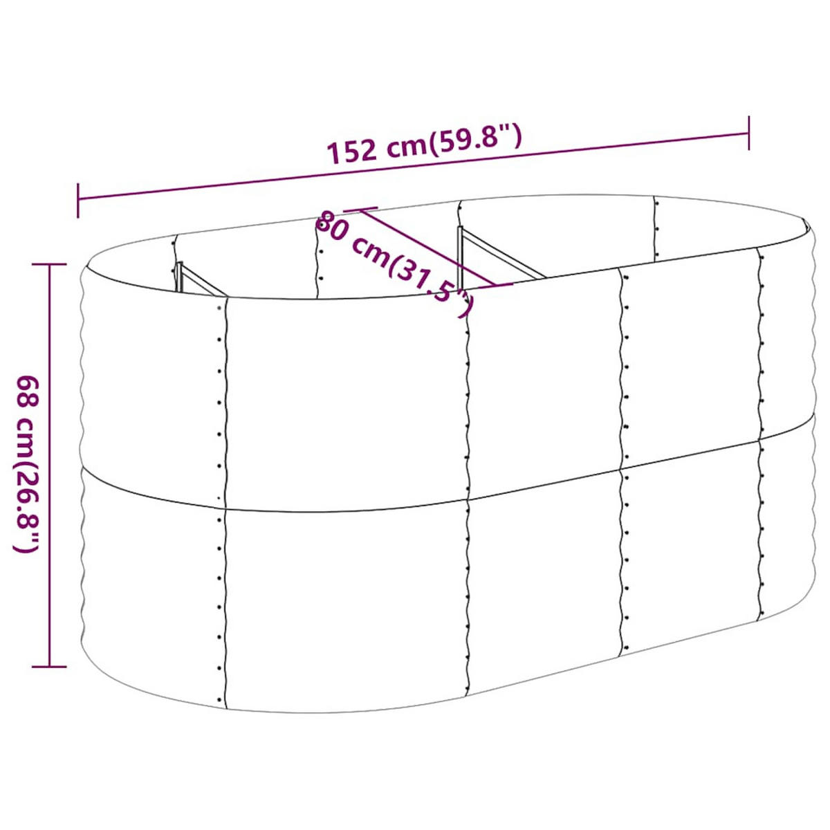 HOCHBEET Verzinkter Stahl 152/80/68 Cm Anthrazit - Anthrazit, Metall (152/68/80cm) - vidaXL