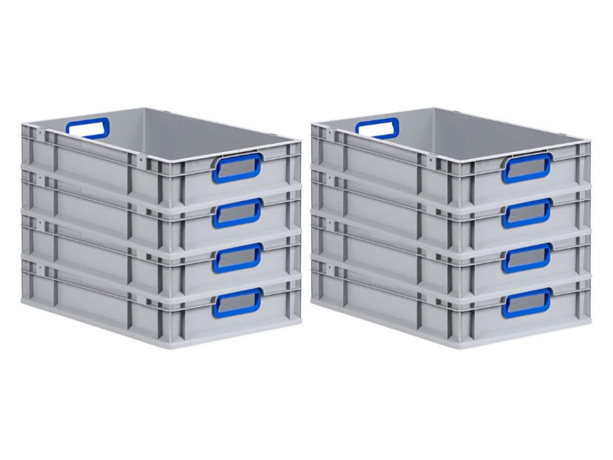 EUROBOX 8x Nextgen Color 12x40x60cm 23 Liter Griffe Blau Offen - Blau, Kunststoff (40/12/60cm) - PROREGAL