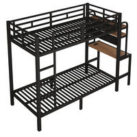 ETAGENBETT 90/200 cm DE-33134 mit LED Schwarz - Schwarz, Metall (90/200cm) - ComfortXL