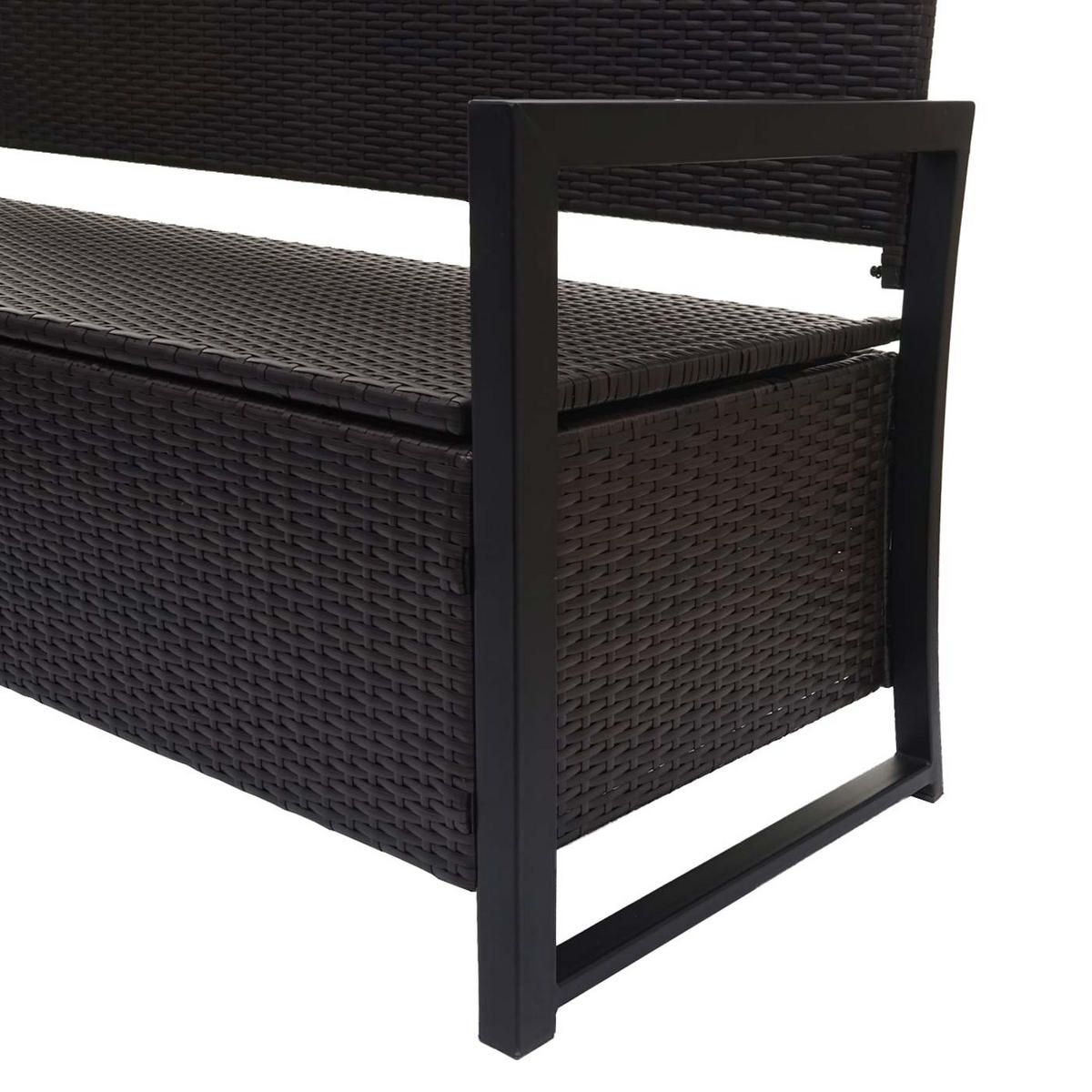 POLY-RATTAN 3ER SITZBANK Braun, Schwarz - Schwarz/Braun, Kunststoff (164/87/57cm) - MCW