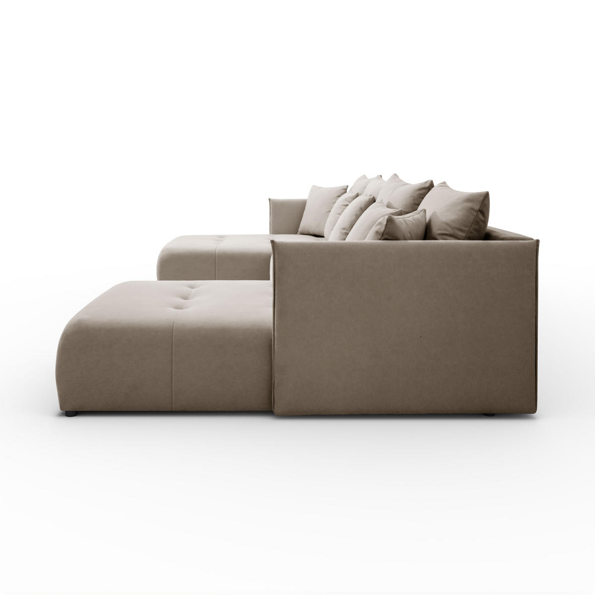 ECKSOFA Sofa U-Form Couch U form Hannover Stoff Castel Beige - Beige, Holz (348/188cm) - Kaiser Möbel