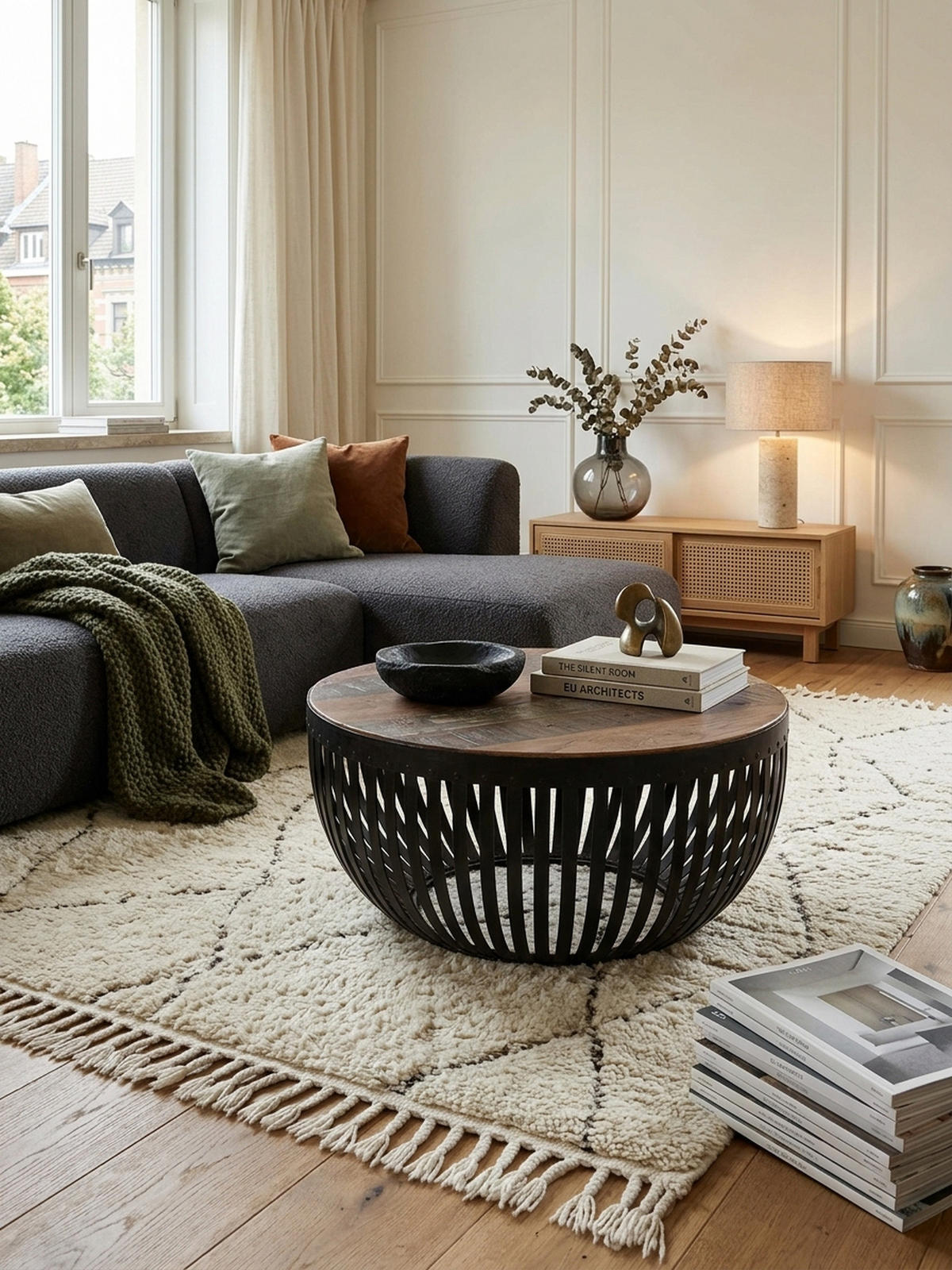 COUCHTISCH Braun aus recyceltem Mangoholz, 70x33x70 cm, im Industrial-Design - Schwarz/Braun, Holz/Metall (70/70/33cm) - KADIMA DESIGN