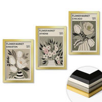 WANDBILDER 3er Set - 20x30 cm Goldrahmen - Retro-Blumenarrangements - Goldfarben, Kunststoff (20/30cm) - ArtPrintCave