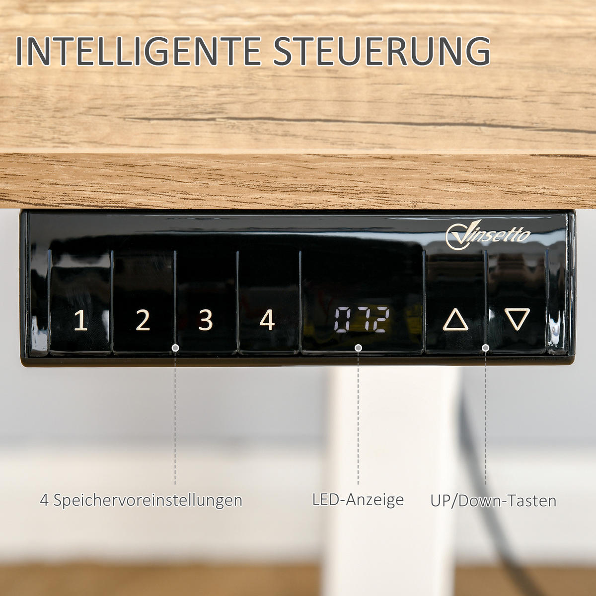 HÖHENVERSTELLBARER Schreibtisch, Natur - Sonoma Eiche, Metall (140/70/116cm) - Vinsetto