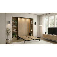 WANDBETT Morphy Classik Modulares SizeFlex- und TypeFlex-System - 192x200 Vertikal - Schwarz, Holz/Metall (192/200cm) - WallBedKing