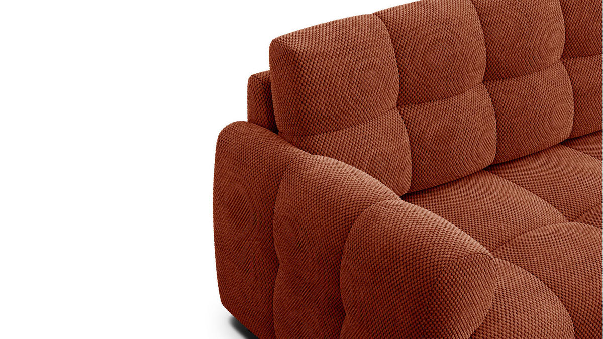 ECKSOFA MELLOW 3-Sitzer, dunkelorange - Dunkelorange/Schwarz, Holz/Textil (232/156cm) - Courtois Laville