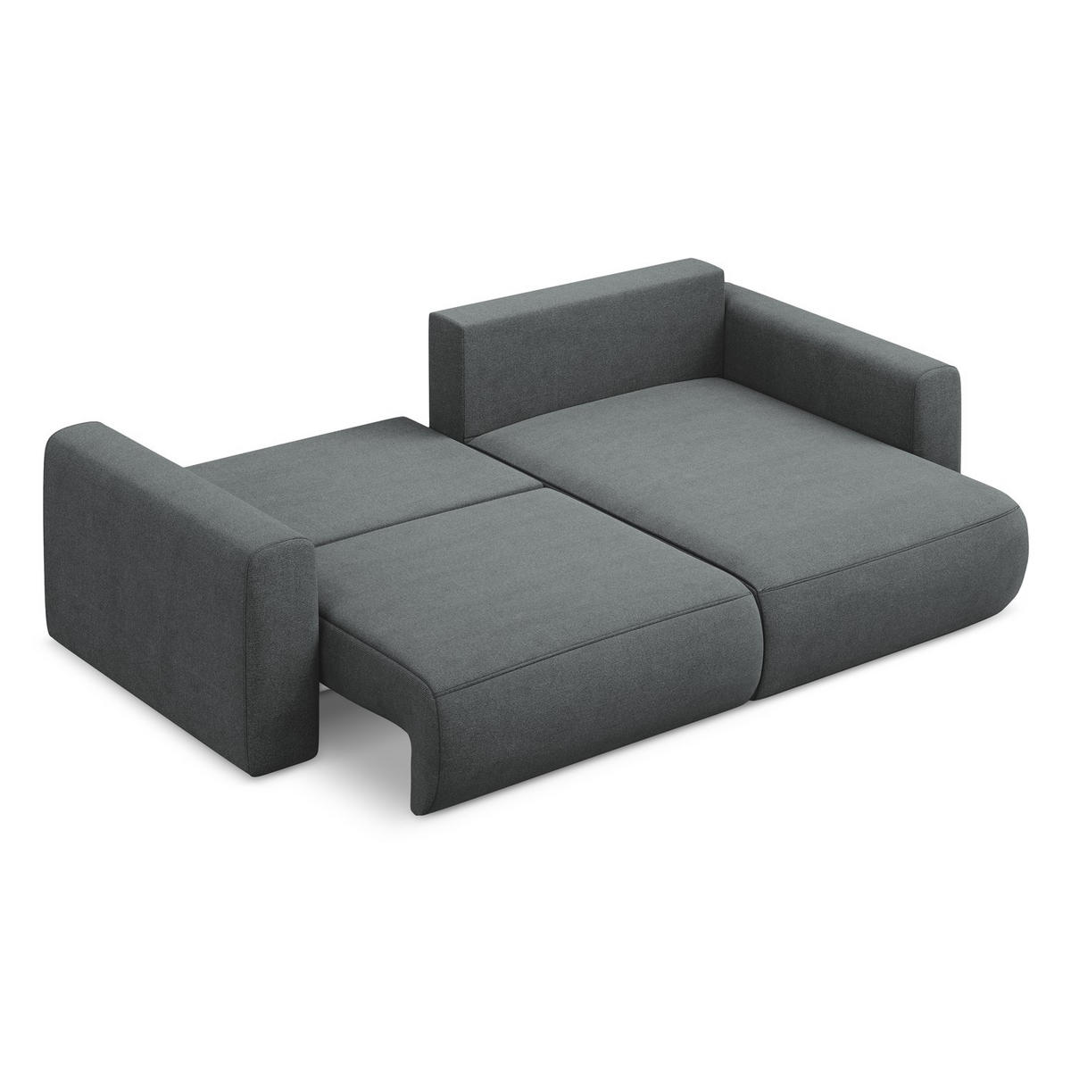 ECKSOFA mit Schlaffunktion Strukturstoff Stoff Grau - Schwarz/Grau, Kunststoff/Textil (240/149cm) - LaMiaSofa