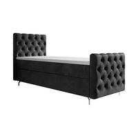 BOXBETT CHESTER PLUS P mit Matratze H3, Bonell und Topper 100x200 Monolith 97 - Dunkelgrau, Textil (100/200cm) - Bedante