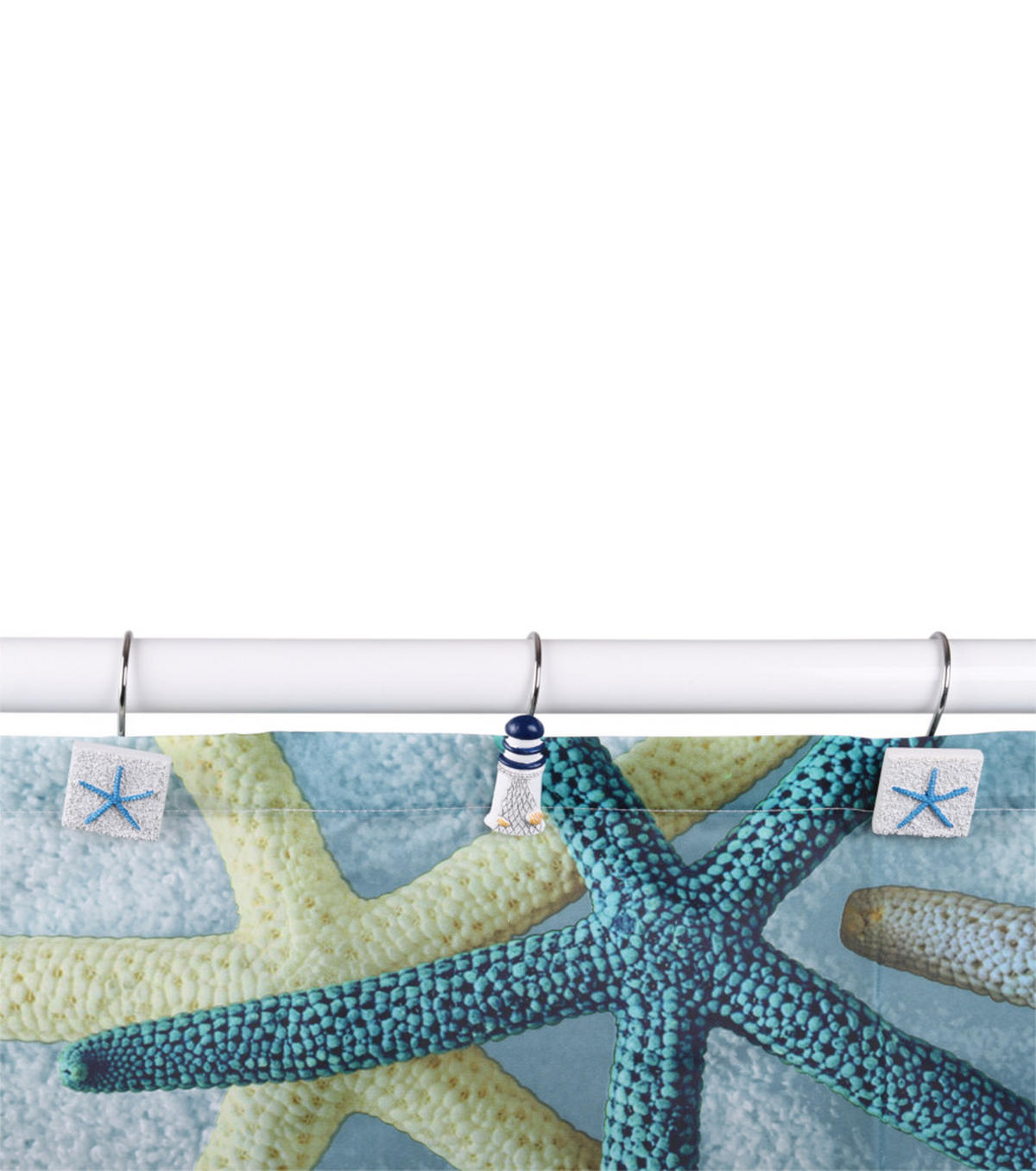 DUSCHVORHANGRINGE Meeresbrise - Weiß, Kunststoff/Metall (3.5/2.5/3cm) - Sanilo