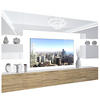 WOHNZIMMERWAND Schrankwand mit LED Weiß / Sonoma Eiche - Weiß/Sonoma Eiche, Holz (300/180/36cm) - B BELINI GROUP