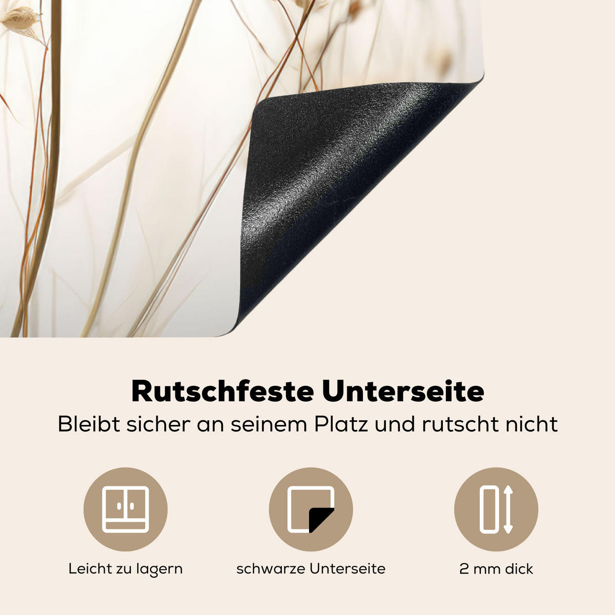 HERDABDECKPLATTE Blumen - Weiß - Sonnenlicht 83x51 cm - Ecru, Kunststoff (83/0.2/51.5cm) - MuchoWow