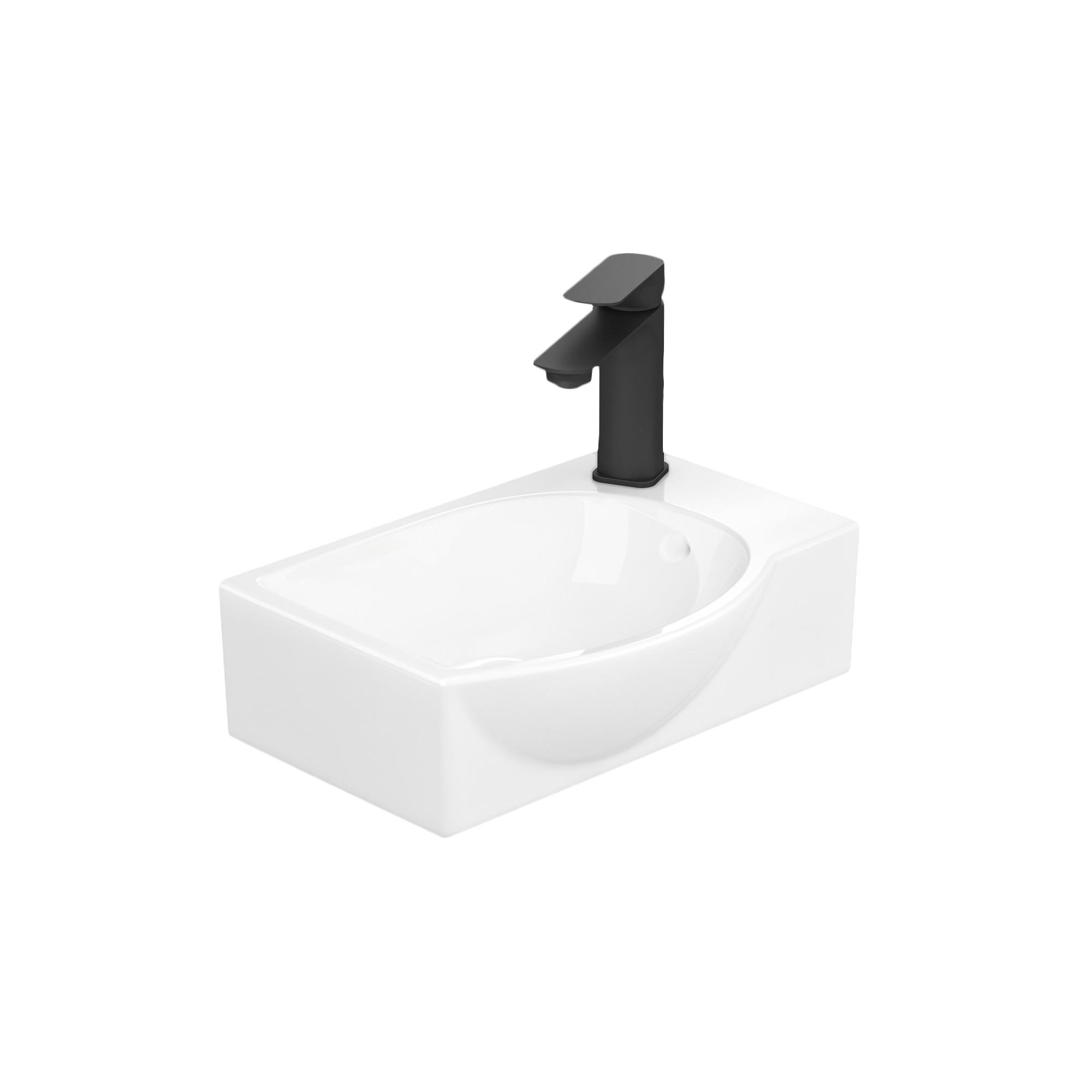 TV&Auml;TTST&Auml;LL Keramiskt med kranh&aring;l till v&auml;nster, blankt vitt, 40,5/28 cm 14/40.5/28 cm