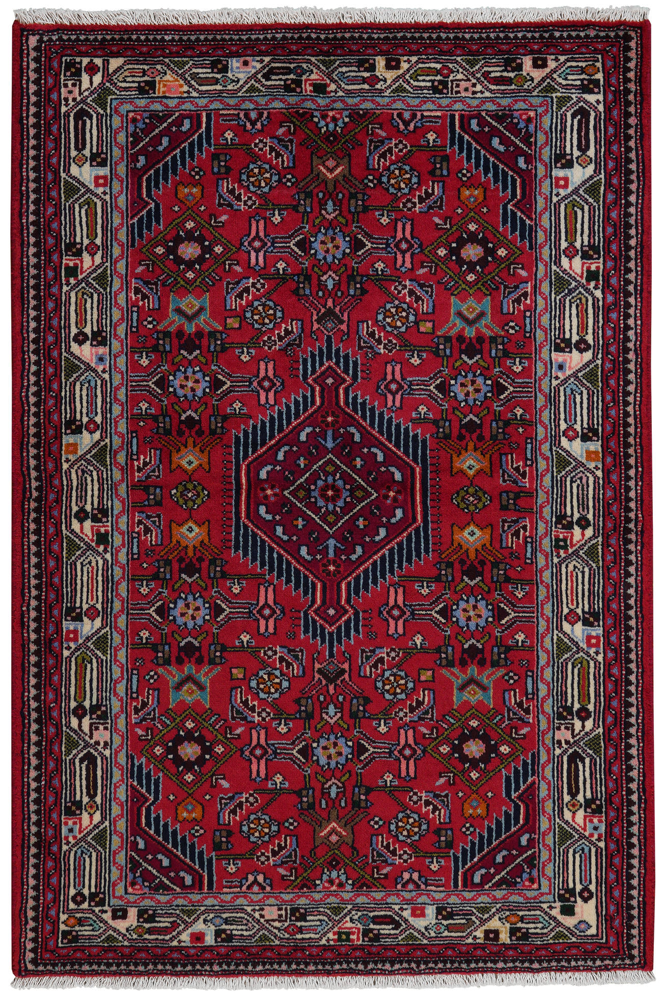 TEPPICH Assadabad Rot 154/103 cm Schurwolle - Rot, Textil (103/154cm) - Looma