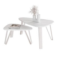 SATZTISCH NOA Stahlgestell, Freiform, Kaschmir / Bianco Marmor - Kaschmir/Weiß, Holzwerkstoff (94/60/42cm) - Idohome
