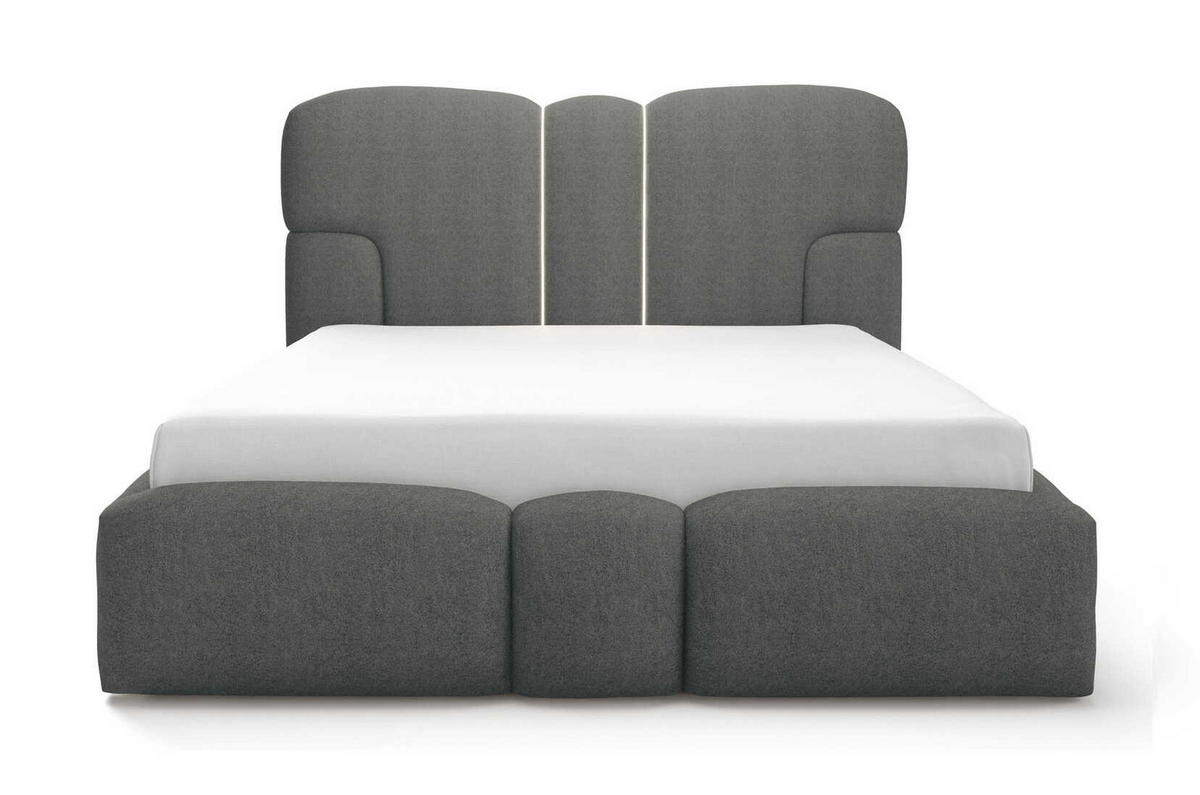 POLSTERBETT 180x200 Safron mit LED, Metall-Lattenrost, Dunkelgrau - Dunkelgrau, Holz/Textil (180/200cm) - Emporius