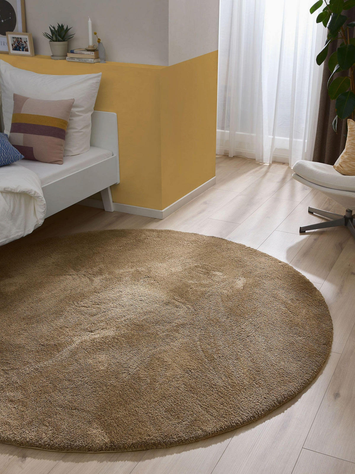 HOCHFLORTEPPICH rund Soda Beige ø 120 cm rund - Beige, Textil (120/120cm) - benuta Nest