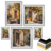 WANDBILDER 5er Set - 50x50 cm & 20x30 cm & 40x60 cm Silberner Rahmen - Waldnebelporträt einer Frau - Silberfarben, Kunststoff (40/60cm) - ArtPrintCave