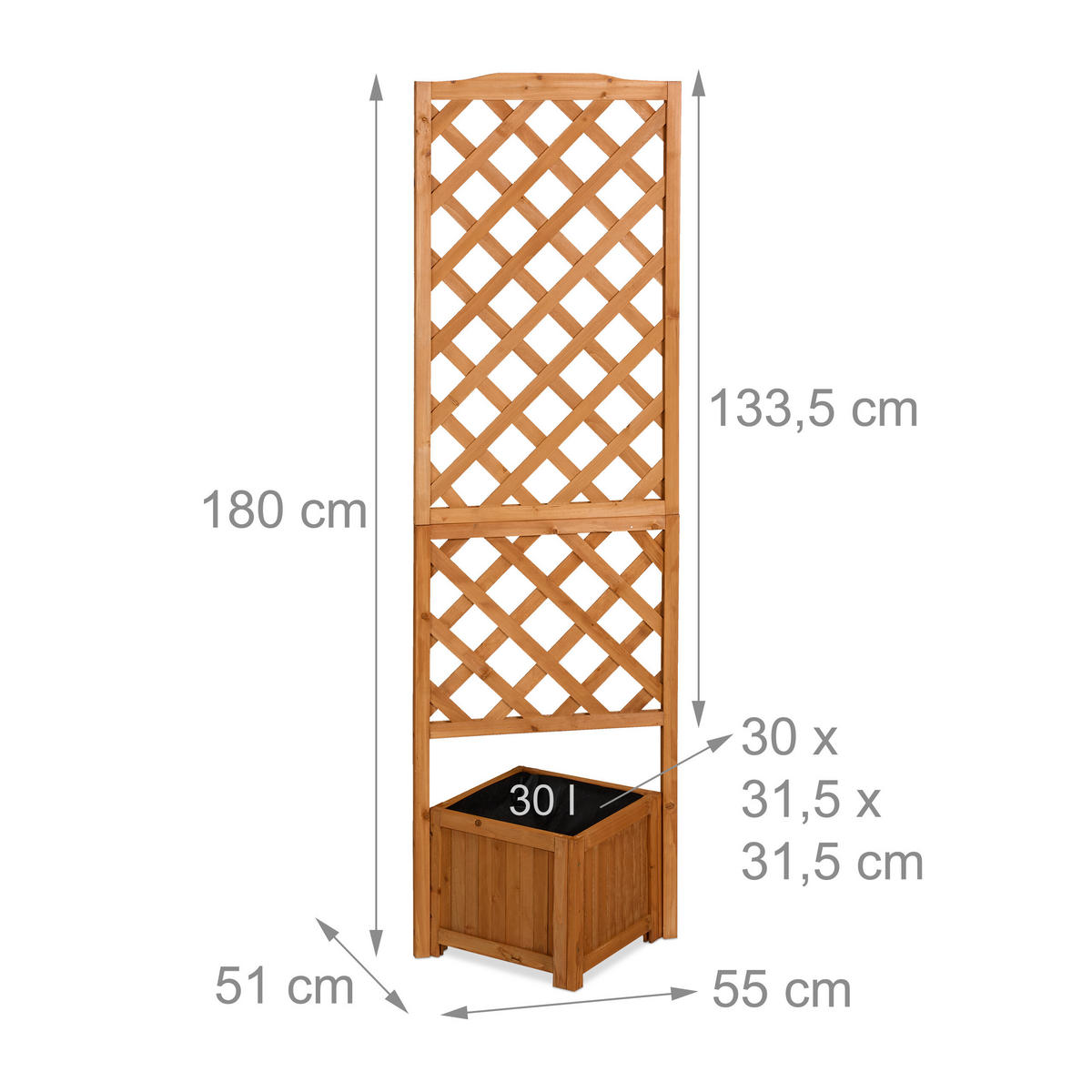 KVĚTINOVÝ box - světle hnědá, dřevo/textil (55/180/51cm) - Relaxdays