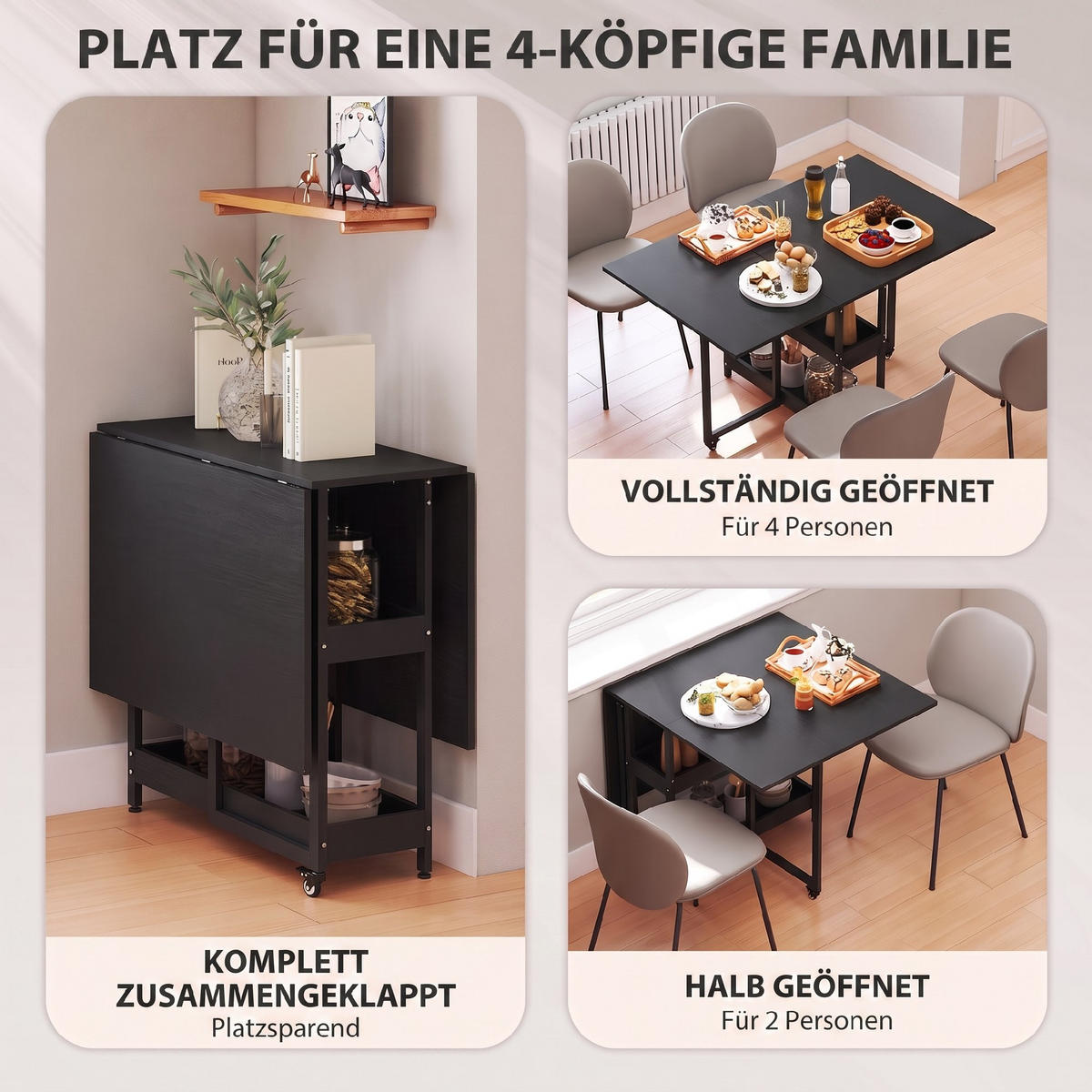 ESSTISCH Schwarz 133.4/80.0/75.0 - Schwarz, Holzwerkstoff (133.4/80/75cm)