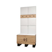 GARDEROBEN-SET 196/84/45,6 - Schwarz/Eiche Artisan, Holz/Kunststoff (84/196/45.6cm) - Abiks Möbel