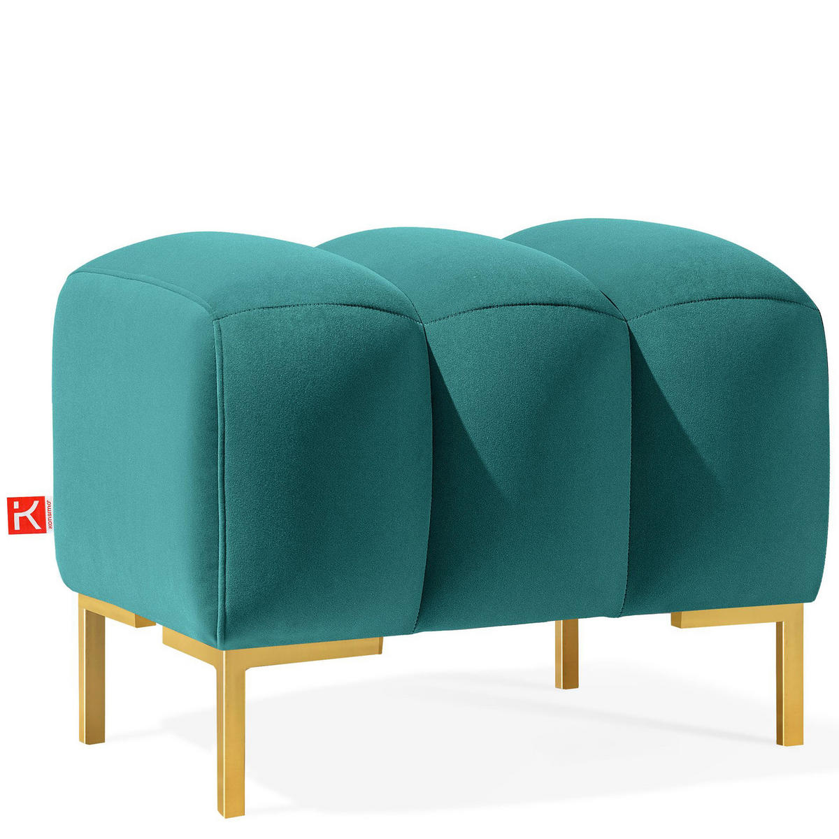 SITZHOCKER Polsterhocker PECCO, Veloursstoff - Blau/Goldfarben, Holz/Textil (60/50/50cm) - KONSIMO®