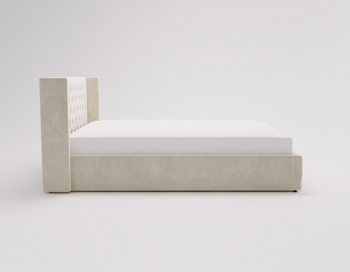 POLSTERBETT 140x200 cm Rolia, Glamour, Chesterfield, Beige - Beige, Holz/Textil (140/200cm) - Emporius