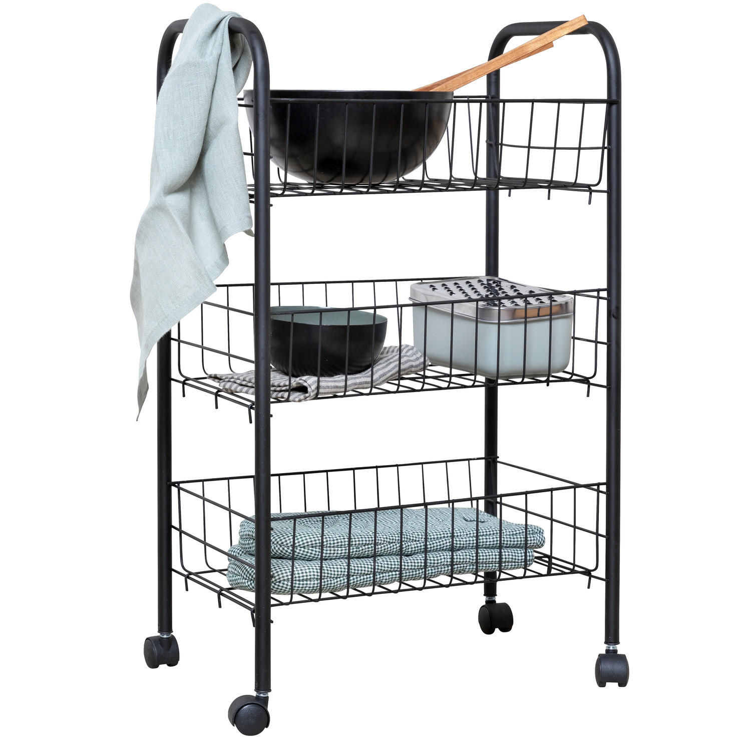 Wenko Aufbewahrungswagen Schwarz 38x63x25 cm