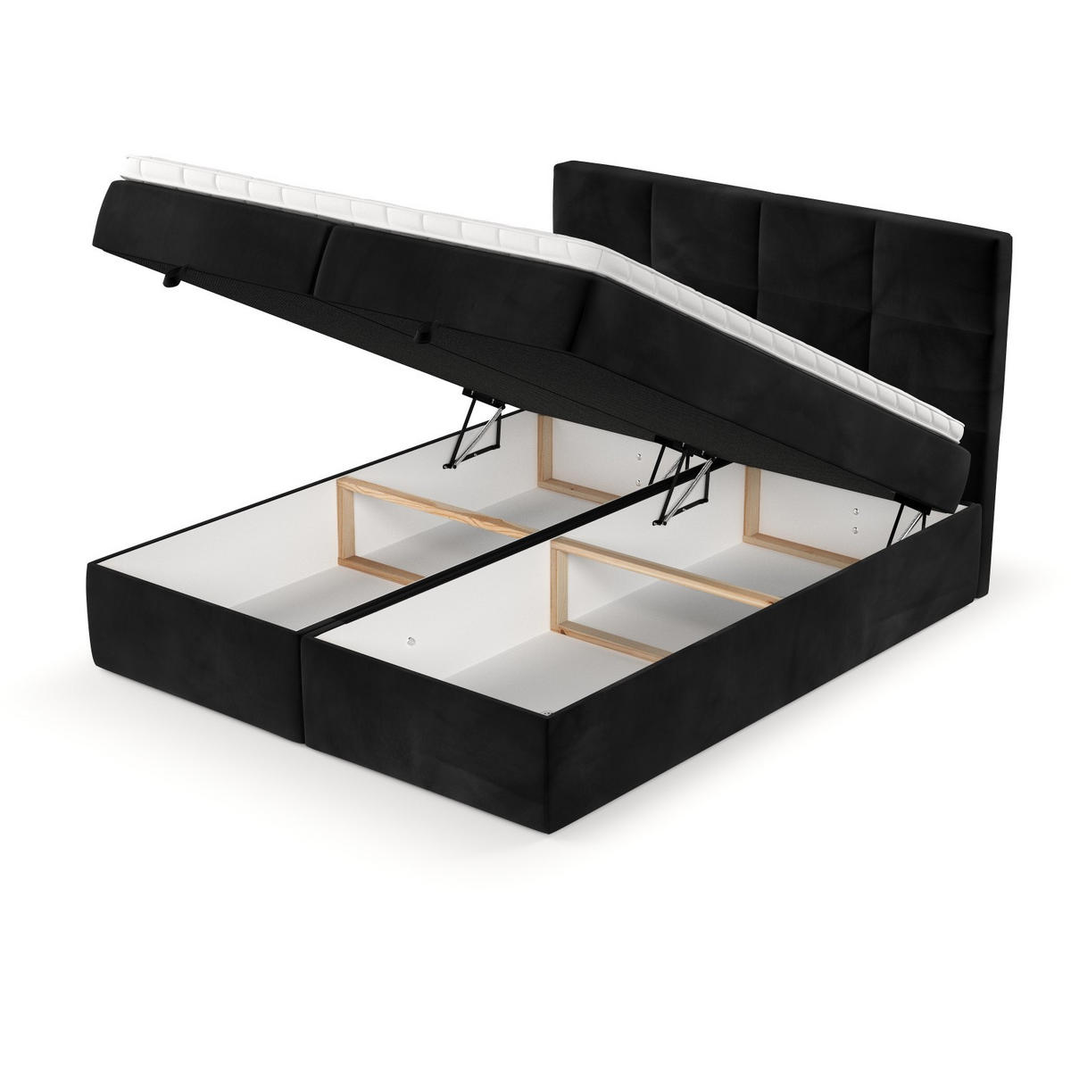 BOXBETT Velto 160/200 cm Schwarz im Kronos Stoff - Schwarz, Holz/Holzwerkstoff (160/200cm) - AltaBeds