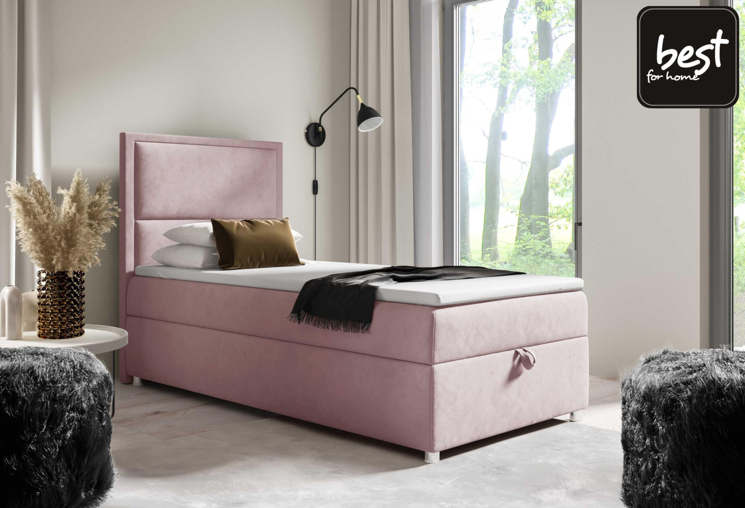 BOXBETT mit Bettkasten Trinity K11-SINGLE Bonellfederkern inkl. Topper - Rosa, Holz/Holzwerkstoff (100/200cm) - Best For Home