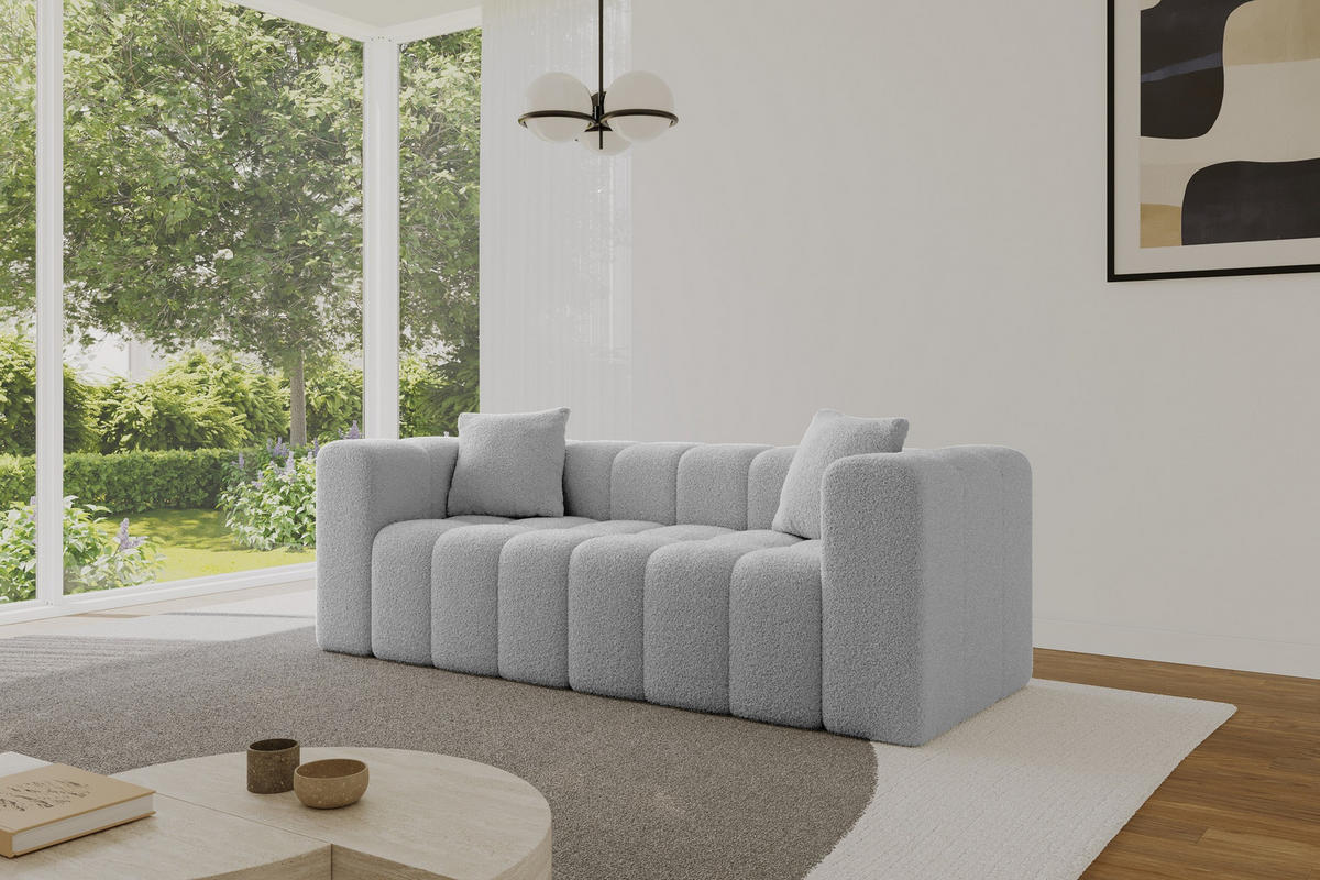 POHOVKA 2-MÍSTNÁ DONY-2 232x90x71 cm Světle šedá Buklé - černá/stříbrná, kompozitní dřevo/textil (232/71/90cm) - ALTDECOR