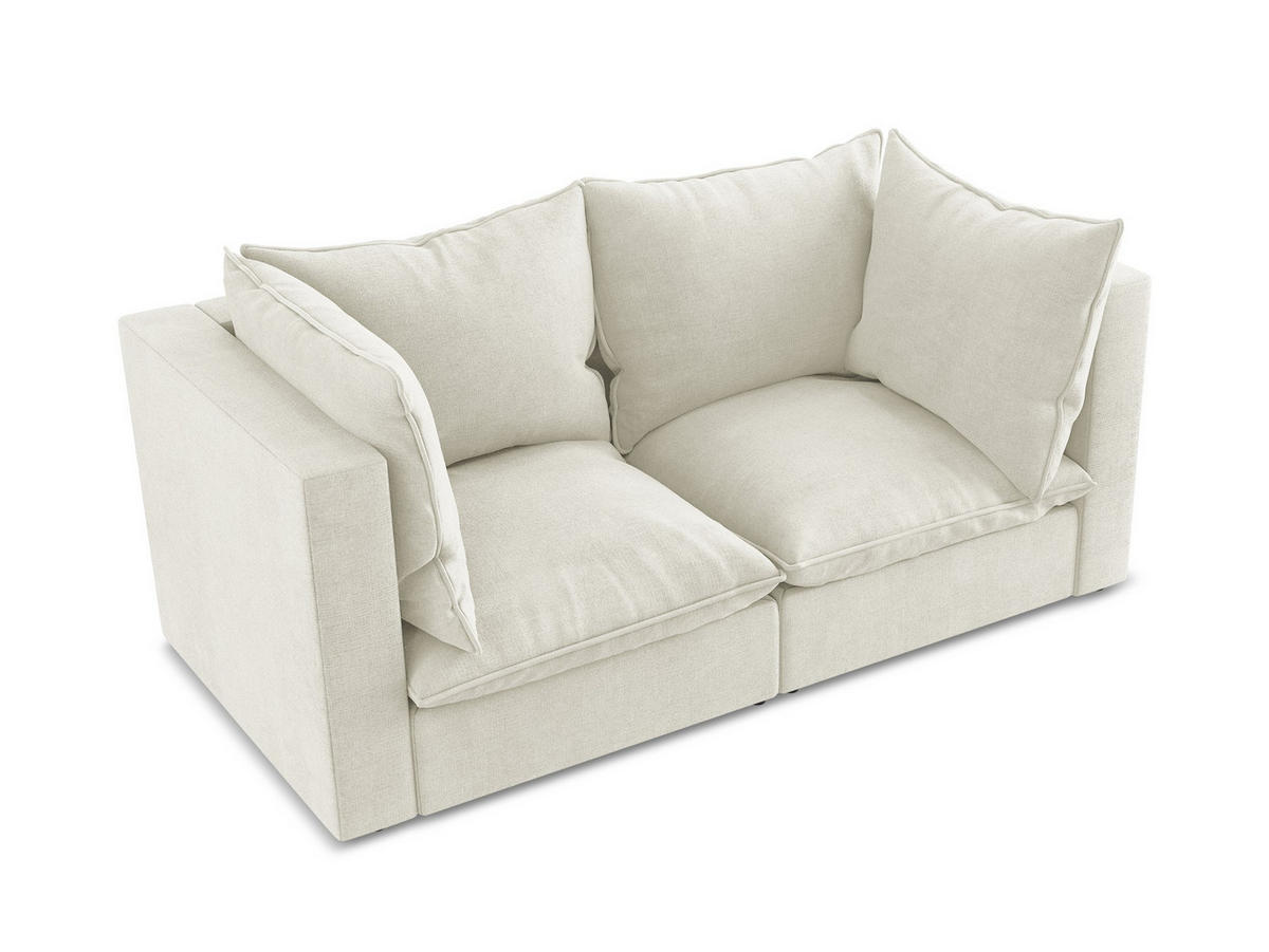 2-SITZER SOFA Strukturstoff Beige - Beige/Schwarz, Holzwerkstoff/Kunststoff (180/77/90cm) - Makamii