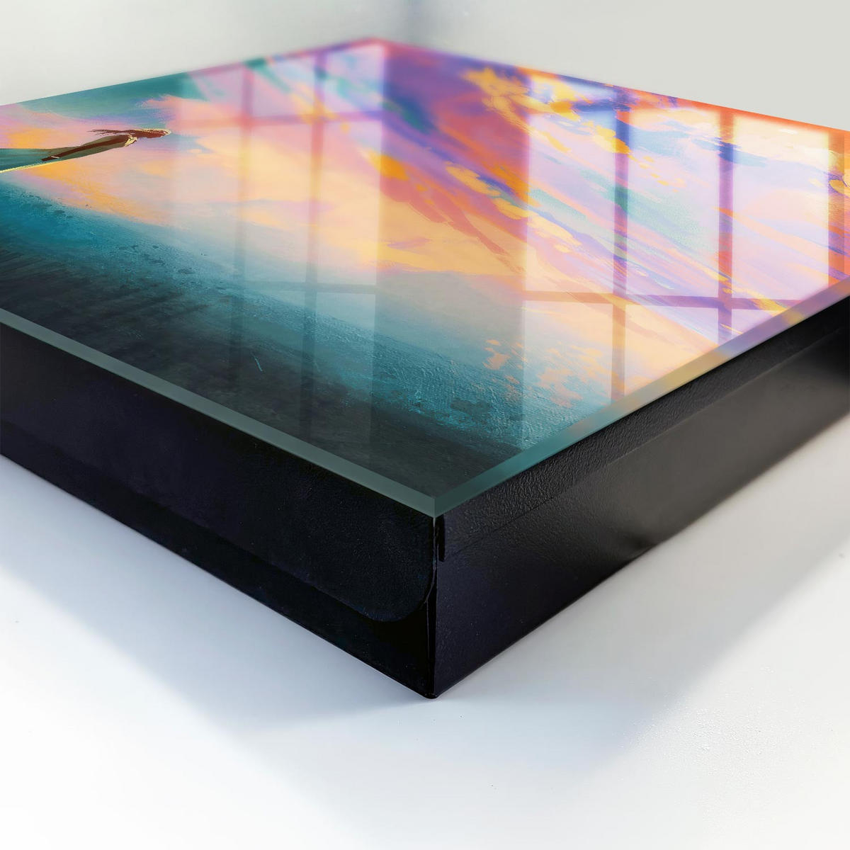 SCHLÜSSELBOX Schwarz 30x30 cm- Türöffnung nach rechts - Verträumte Szene - Orange, Metall (30/30/5cm) - TULUP