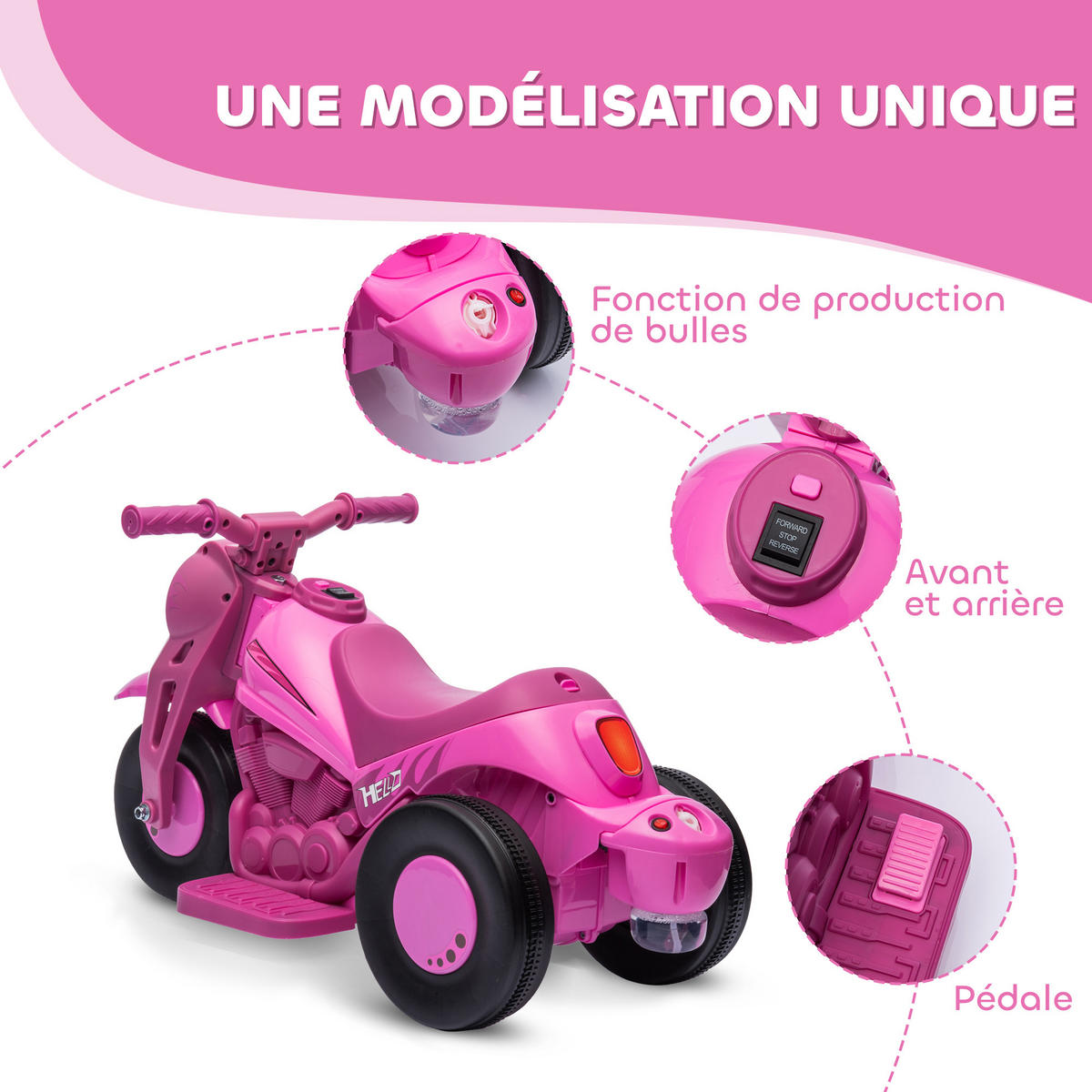 ELEKTRO-MOTORRAD DE-13055 Blubberfunktion Rosa - Pink, Kunststoff (80/36/43.5cm) - ComfortXL