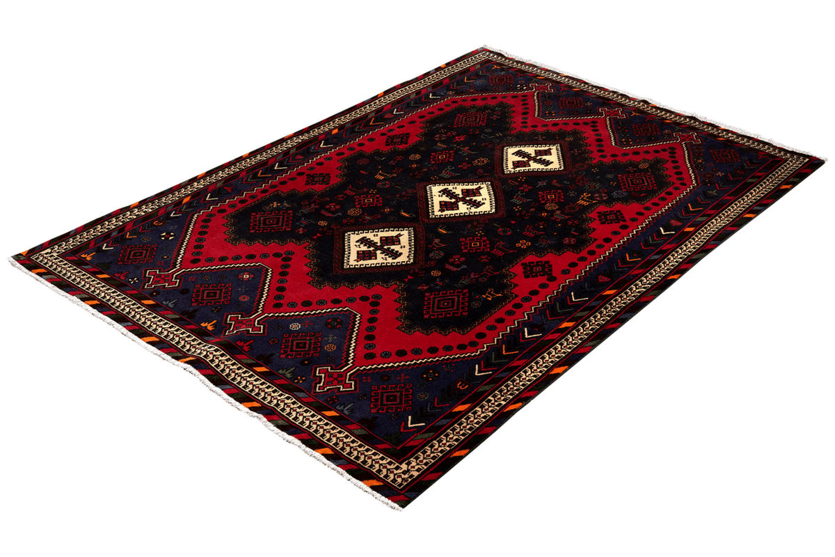 ORIENTTEPPICH handgeknüpft Afshar Blau 233/162 cm Schurwolle - Blau, Textil (162/233cm) - Looma