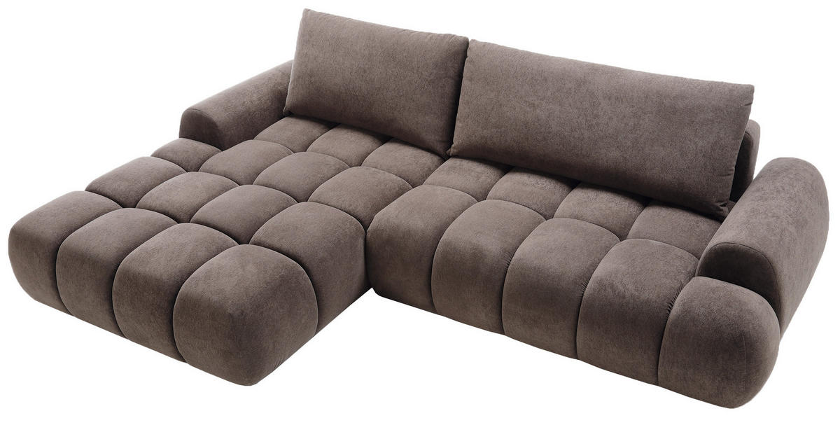 ECKSOFA 280 cm Valerio mit Bettkasten, 280 cm, Links, Schlaffunktion, Braun - Braun, Holz (280/177cm) - Emporius