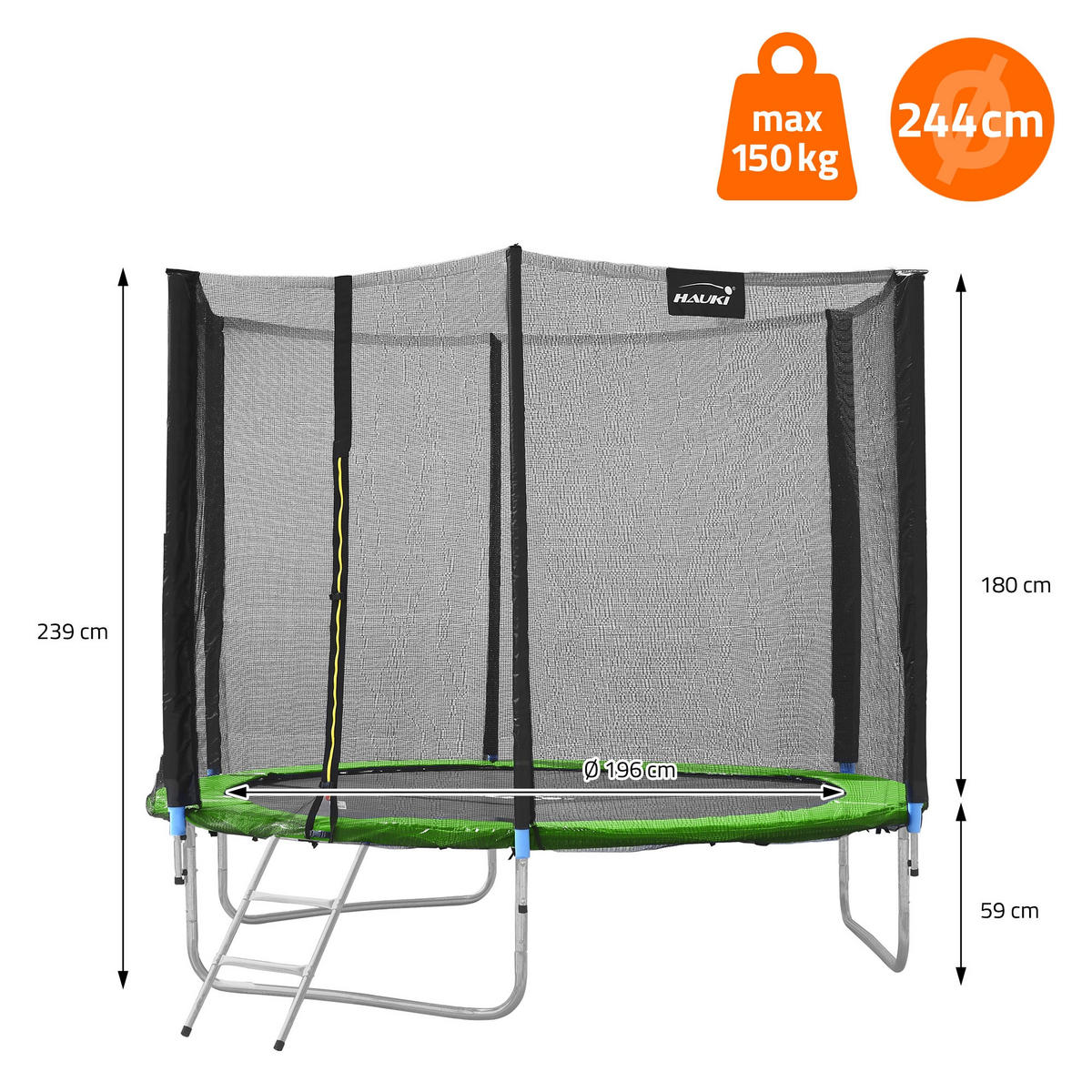 TRAMPOLIN 244 cm grün - Grün, Metall (244/239/244cm) - Hauki