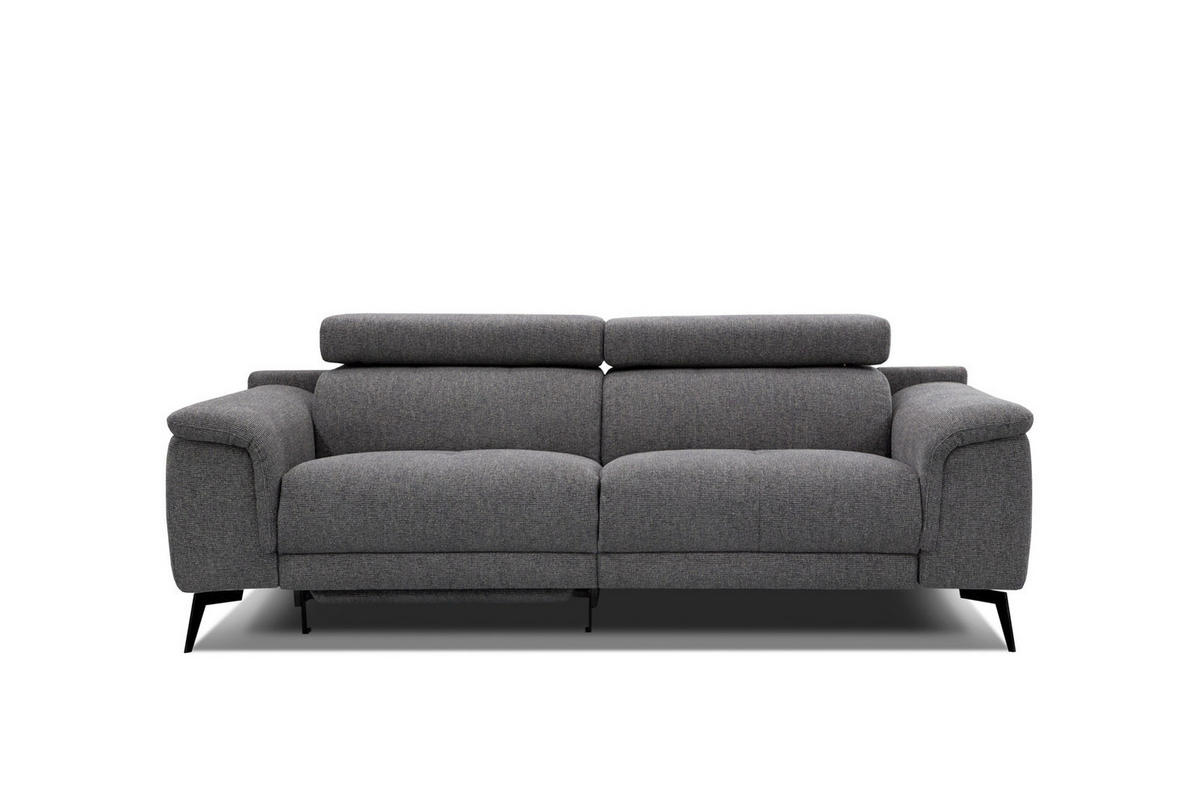 RELAXSOFA FIERO 3-Sitzer mit 1 Relaxfunktion, dunkelgrau - Dunkelgrau/Schwarz, Holzwerkstoff/Textil (212/82/103cm) - Courtois Laville