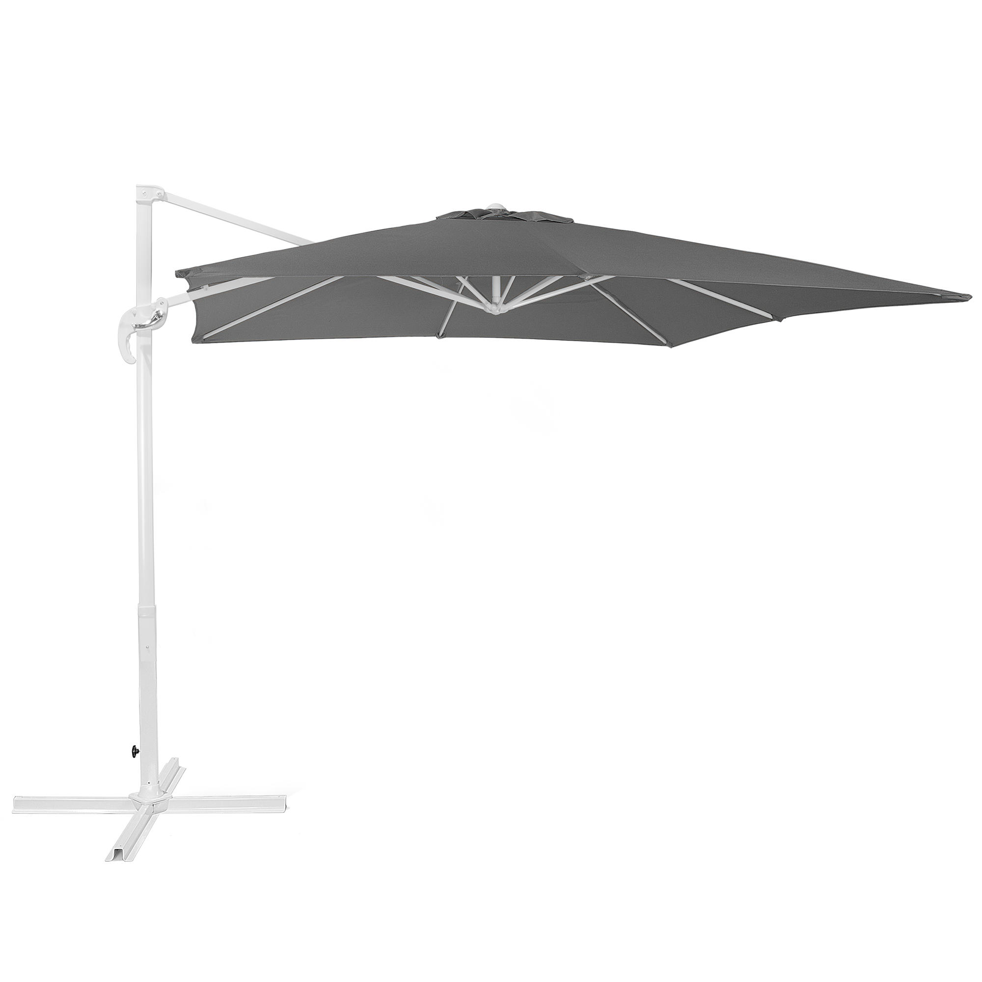 AMPELSCHIRM dunkelgrau/weiß 250/250/235 cm Monza - Weiß/Grau, Textil (250/250cm) - Beliani