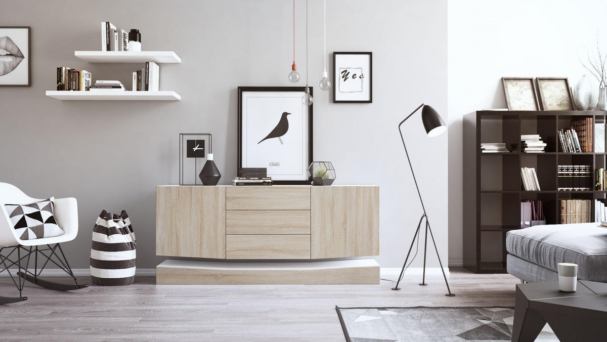 SIDEBOARD City Fronten in Eiche sägerau - Eiche San Remo, Holzwerkstoff (178/82/39cm) - Vladon
