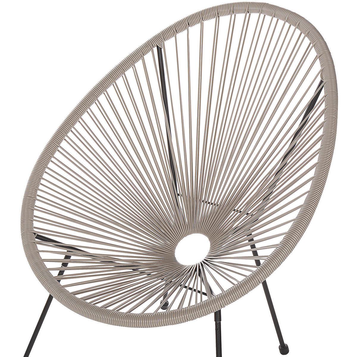 RATTANSTUHL Kunststoff hellgrau 70 cm Acapulco II - Hellgrau/Schwarz, Kunststoff (70/87/90cm) - Beliani