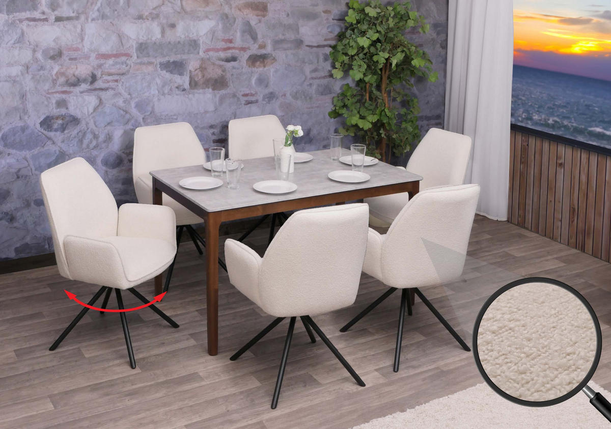 ESSZIMMERSTUHL Cremeweiß 6er-Set - Weiß, Textil (60/86/60cm) - MCW