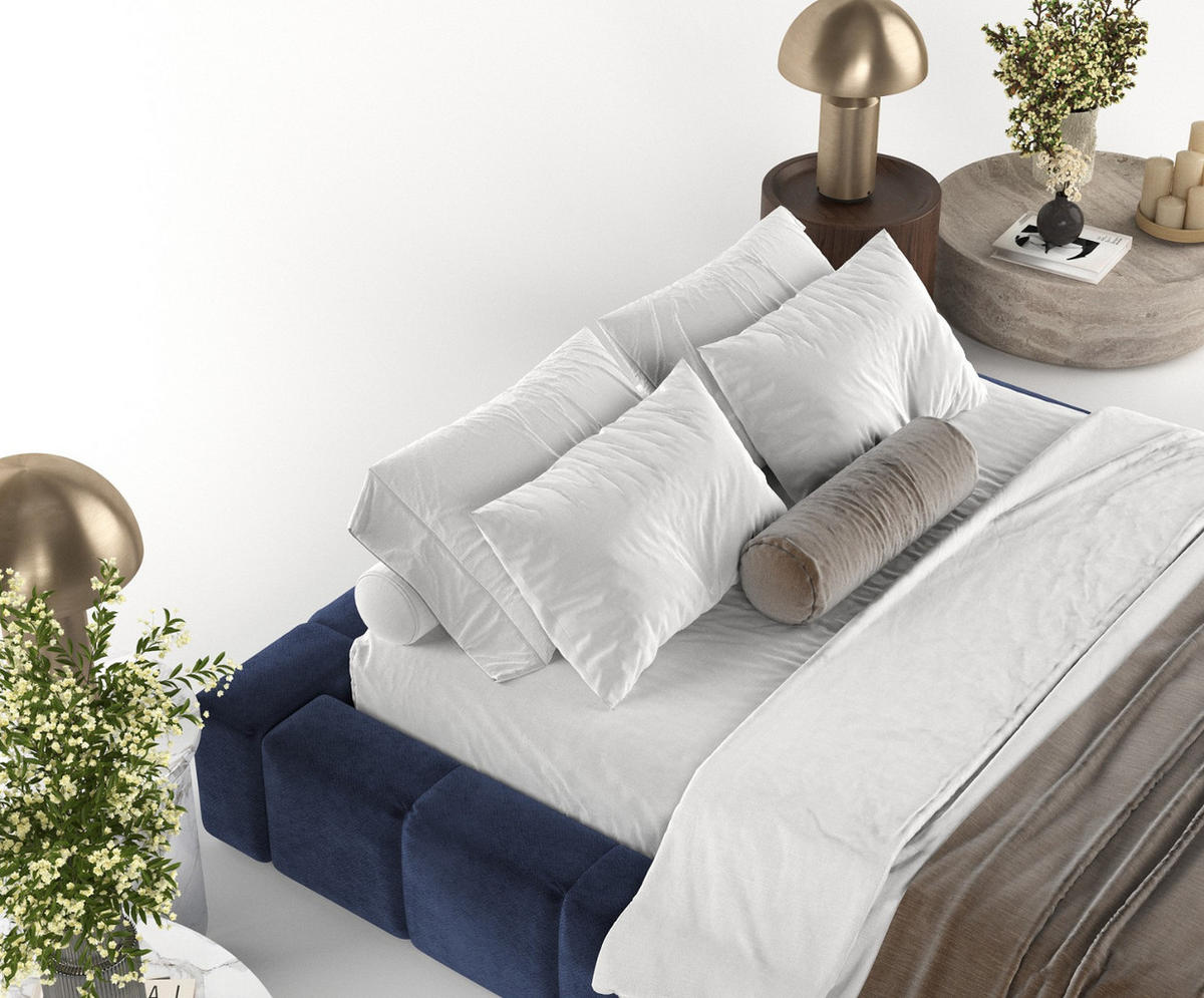 POLSTERBETT Kea mit Stauraum 200/200 cm Marineblau im Terra NW Stoff - Schwarz/Naturfarben, Holz/Holzwerkstoff (200/200cm) - AltaBeds