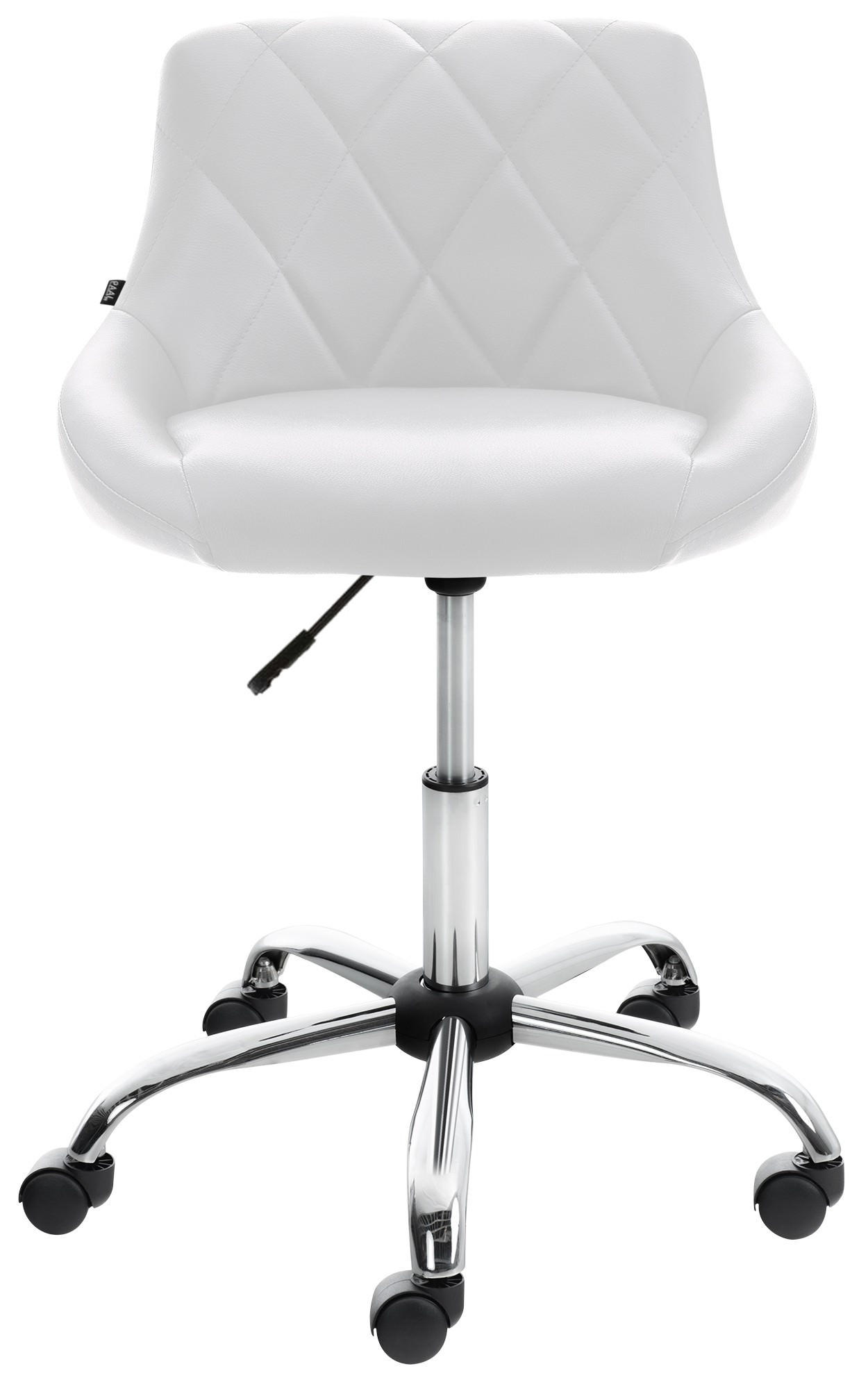 HOCKER Lederlook weiß - Chromfarben/Weiß, Textil/Metall (49/47/71cm) - CLP
