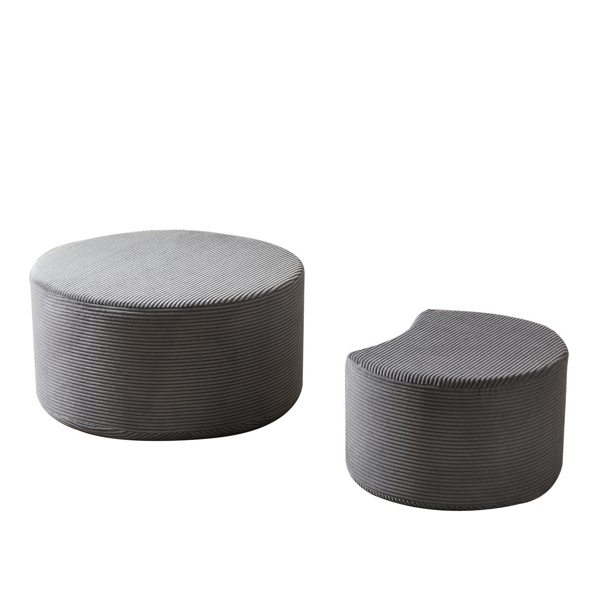 COUCHTISCH 2er-Set Gepolstert Rund - Grau, Textil (127/81/40cm)