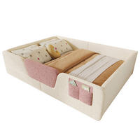 KINDERBETT 140/190 cm mit abnehmbaren Seitengittern, Stofftasche und Samtbezug, Beige - Beige, Textil (140/190cm) - Redom