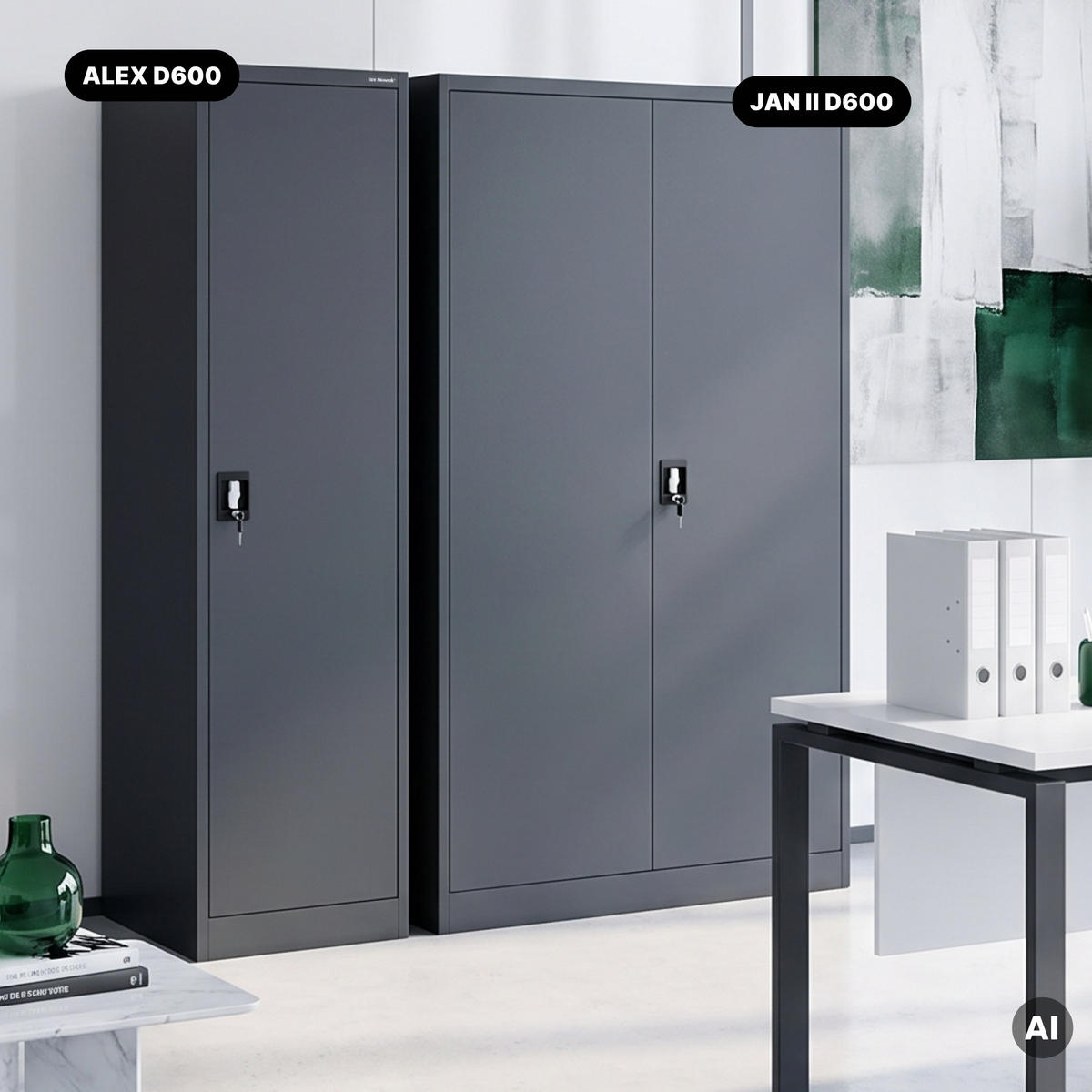 AKTENSCHRANK ALEX D600 - Anthrazit, Metall (45/185/60cm) - Jan Nowak