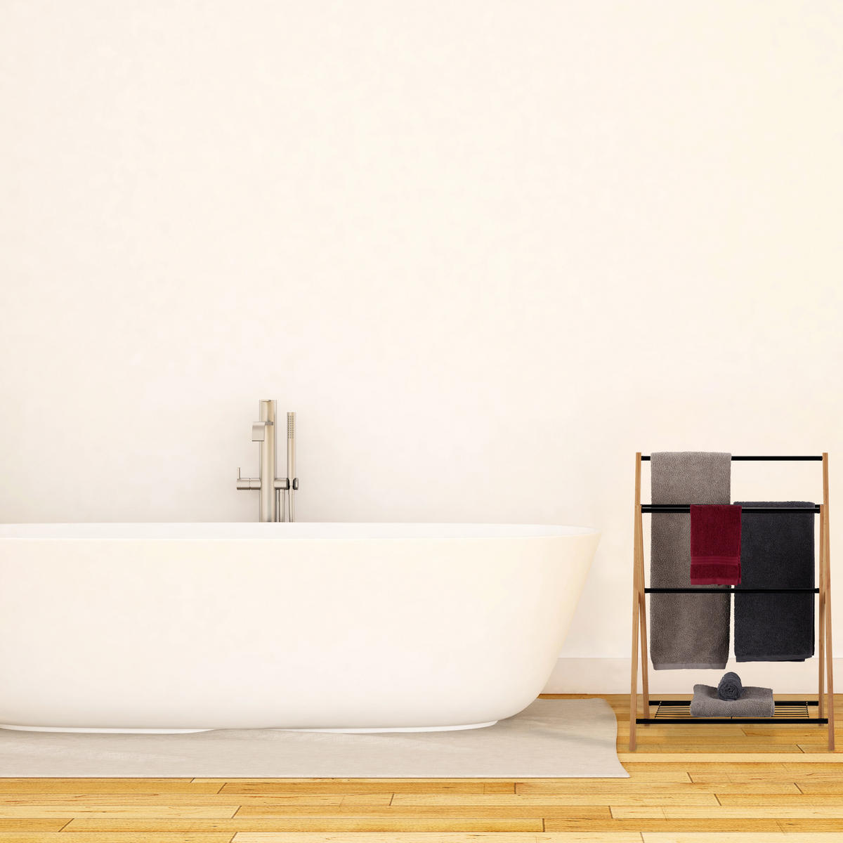 HANDTUCHHALTER - Multicolor, Holz/Metall (60.5/87/37.5cm) - Relaxdays