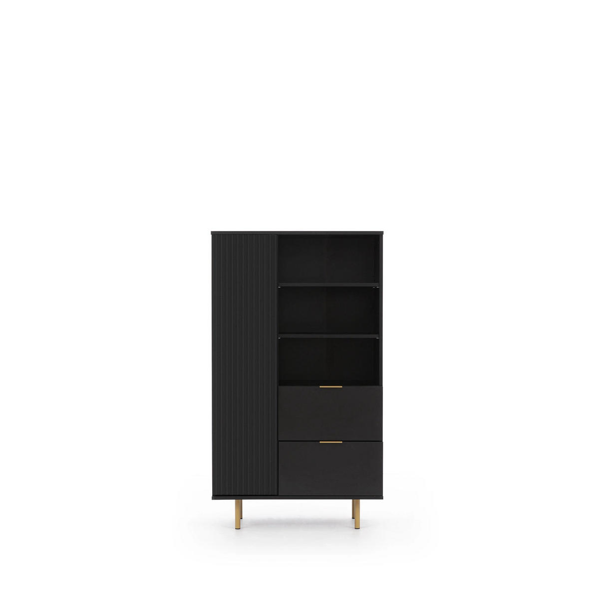 BÜCHERREGAL Nubia R1D2SZ Schwarz - Goldfarben/Schwarz, Holzwerkstoff/Metall (80/140/41cm) - Ravio