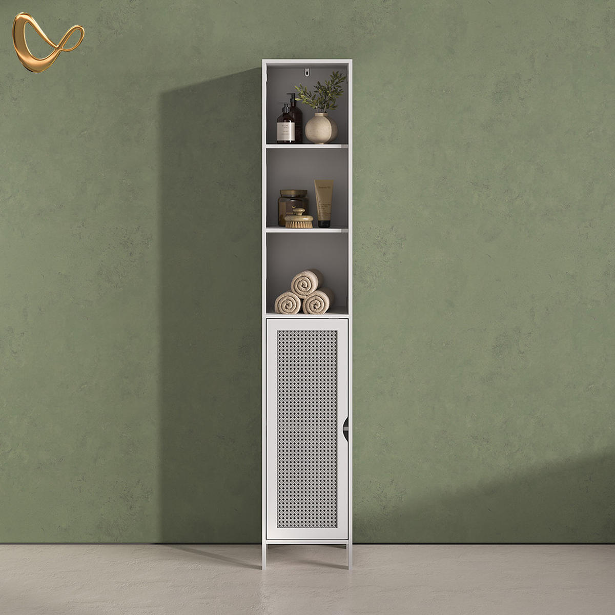 KOPALNIŠKA OMARICA Mincio, Bela, 30 x 170 cm z 1 vrati - bela, leseni material (30/170/29cm) - Livinity®